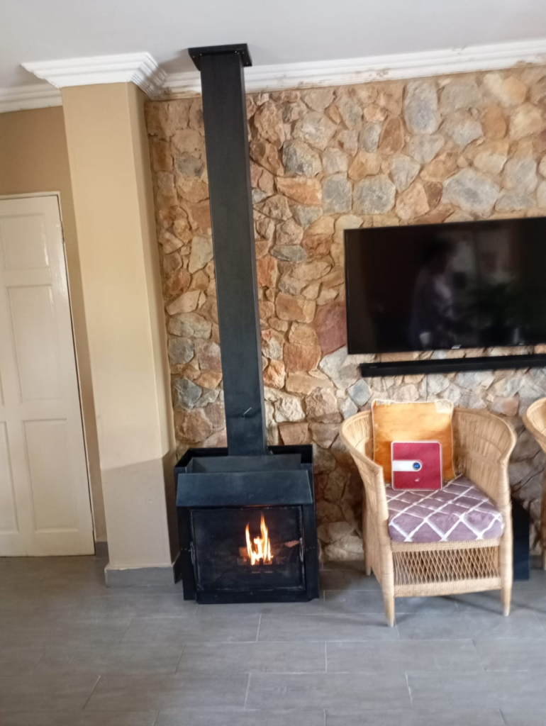 Freestanding fireplace supplied and installed in Forest Town, Johannesburg.